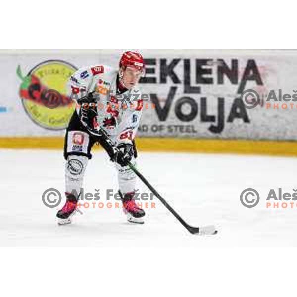 Saso Rajsar in action at Alps hockey league match between HDD Sij Acroni Jesenice and Asiago at Jesenice, Slovenia on October 5, 2021