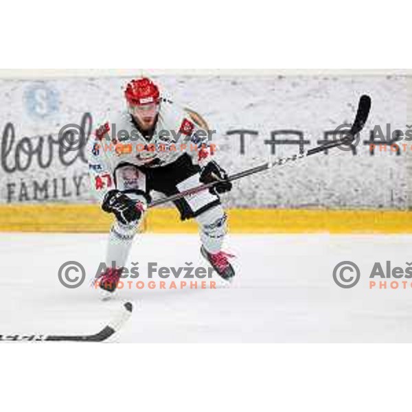 Gasper Glavic in action at Alps hockey league match between HDD Sij Acroni Jesenice and Asiago at Jesenice, Slovenia on October 5, 2021