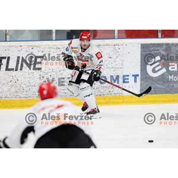Eric Pance in action at Alps hockey league match between HDD Sij Acroni Jesenice and Asiago at Jesenice, Slovenia on October 5, 2021