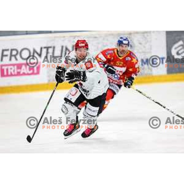 in action at Alps hockey league match between HDD Sij Acroni Jesenice and Asiago at Jesenice, Slovenia on October 5, 2021