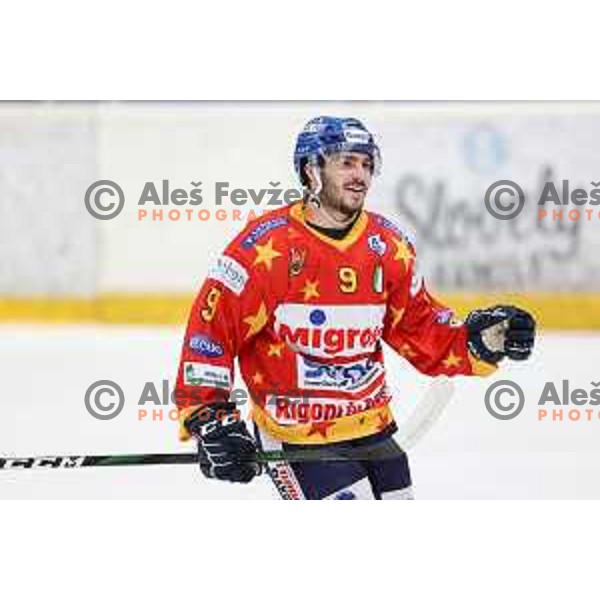 in action at Alps hockey league match between HDD Sij Acroni Jesenice and Asiago at Jesenice, Slovenia on October 5, 2021
