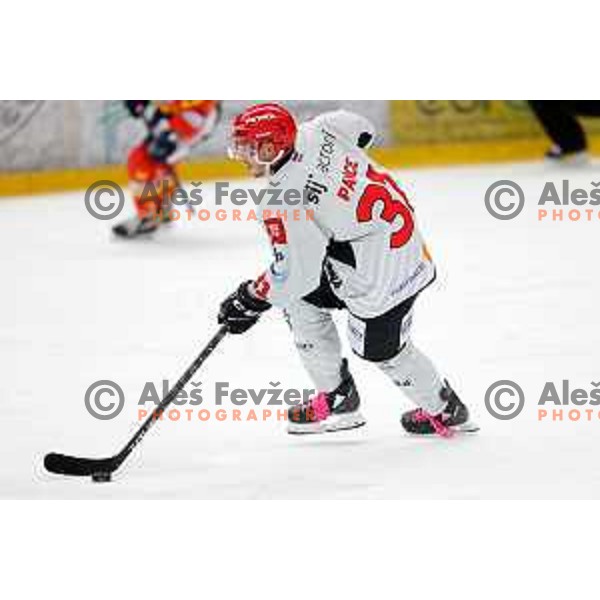 Eric Pance in action at Alps hockey league match between HDD Sij Acroni Jesenice and Asiago at Jesenice, Slovenia on October 5, 2021