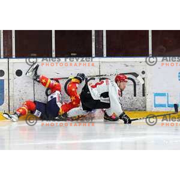 in action at Alps hockey league match between HDD Sij Acroni Jesenice and Asiago at Jesenice, Slovenia on October 5, 2021