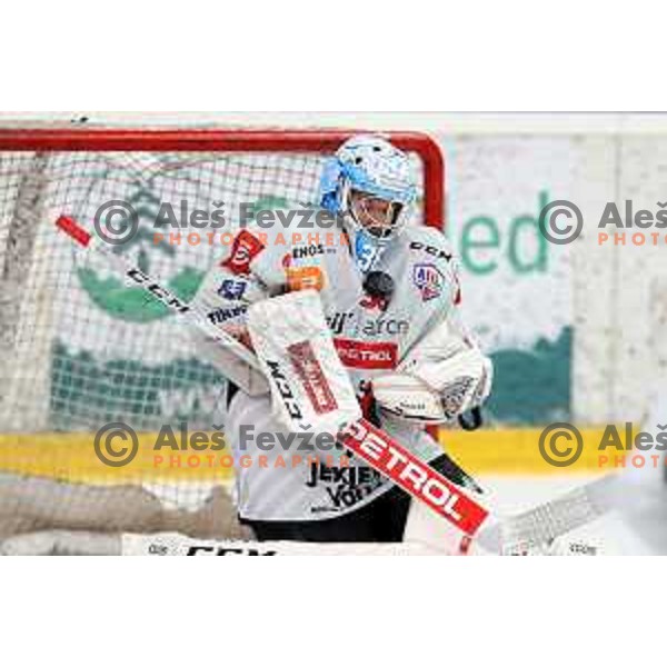 Oscar Fröberg in action at Alps hockey league match between HDD Sij Acroni Jesenice and Asiago at Jesenice, Slovenia on October 5, 2021