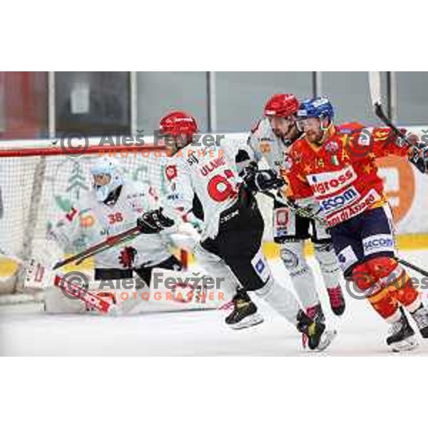 in action at Alps hockey league match between HDD Sij Acroni Jesenice and Asiago at Jesenice, Slovenia on October 5, 2021