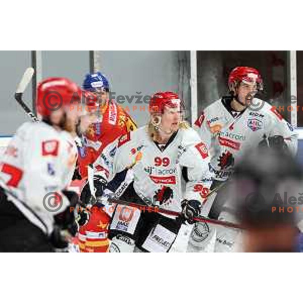 Jesperi Viikila in action at Alps hockey league match between HDD Sij Acroni Jesenice and Asiago at Jesenice, Slovenia on October 5, 2021