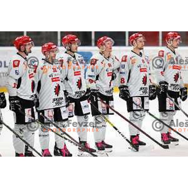 in action at Alps hockey league match between HDD Sij Acroni Jesenice and Asiago at Jesenice, Slovenia on October 5, 2021