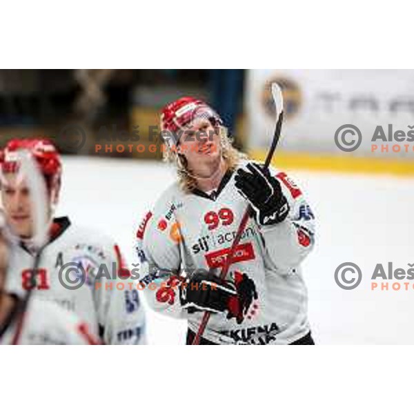 Jesperi Viikila in action at Alps hockey league match between HDD Sij Acroni Jesenice and Asiago at Jesenice, Slovenia on October 5, 2021
