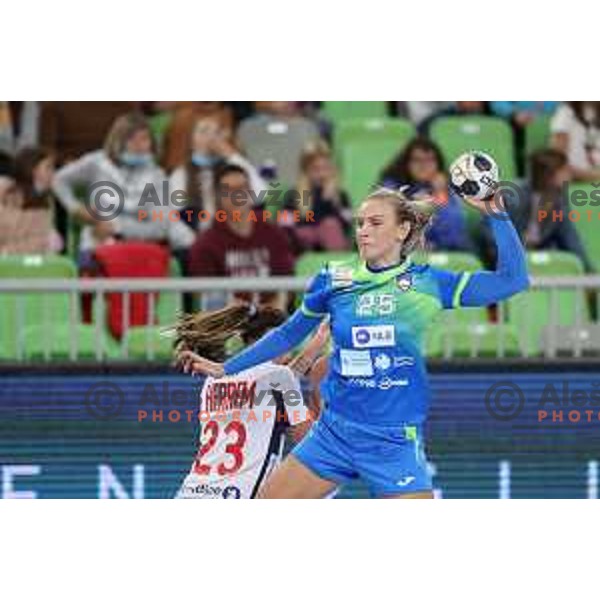 Barbara Lazovic in action during EURO Cup Women 2022 Group phase handball match between Slovenia and Norway in Ljubljana, Slovenia on October 10, 2021