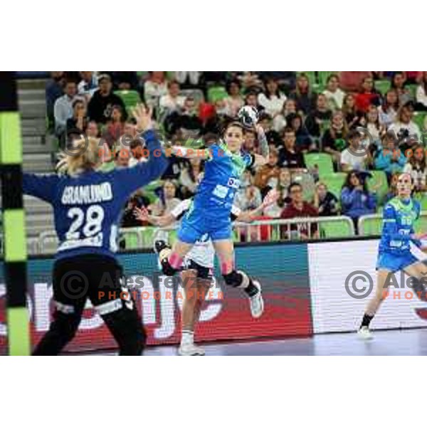 Alja Varagic in action during EURO Cup Women 2022 Group phase handball match between Slovenia and Norway in Ljubljana, Slovenia on October 10, 2021