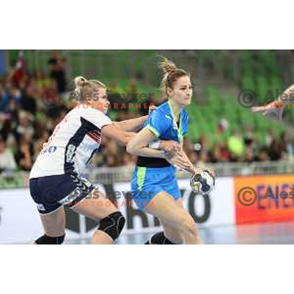 in action during EURO Cup Women 2022 Group phase handball match between Slovenia and Norway in Ljubljana, Slovenia on October 10, 2021