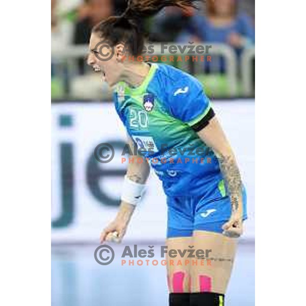 Alja Varagic in action during EURO Cup Women 2022 Group phase handball match between Slovenia and Norway in Ljubljana, Slovenia on October 10, 2021