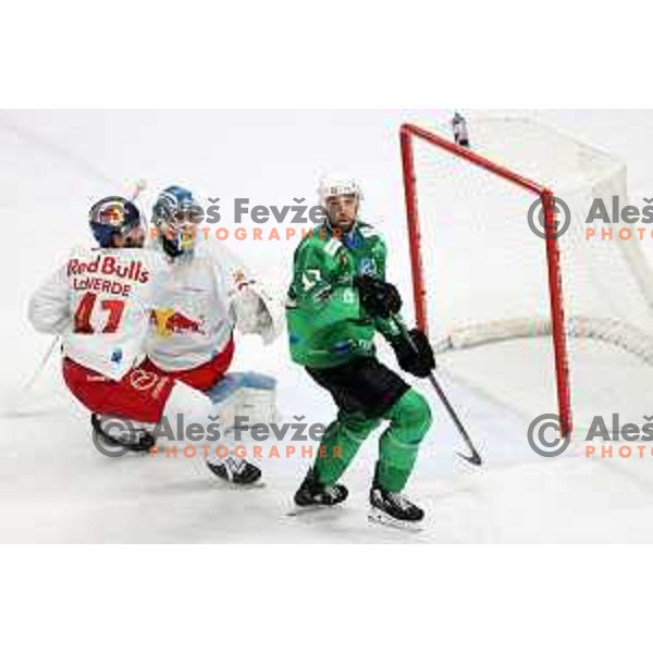 of SZ Olimpija in action during IceHL match between SZ Olimpija and Red Bulls Salzburg in Ljubljana, Slovenia on October 10, 2021