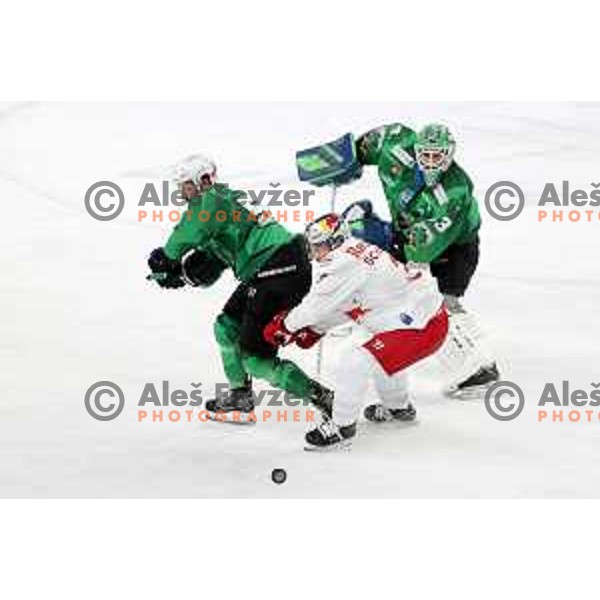 of SZ Olimpija in action during IceHL match between SZ Olimpija and Red Bulls Salzburg in Ljubljana, Slovenia on October 10, 2021