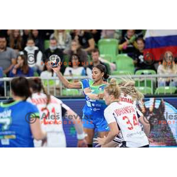 in action during EURO Cup Women 2022 Group phase handball match between Slovenia and Norway in Ljubljana, Slovenia on October 10, 2021