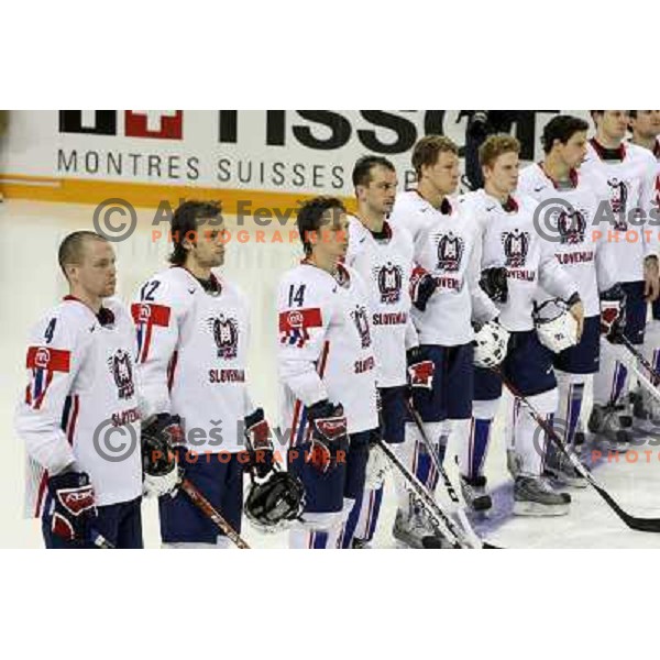 Team Slovenia at IIHF World championship 2008 preliminary round group B, played in Halifax, Nova Scotia, Canada May 2nd 2008 aganist Canada who won 5:1. Photo by Ales Fevzer 