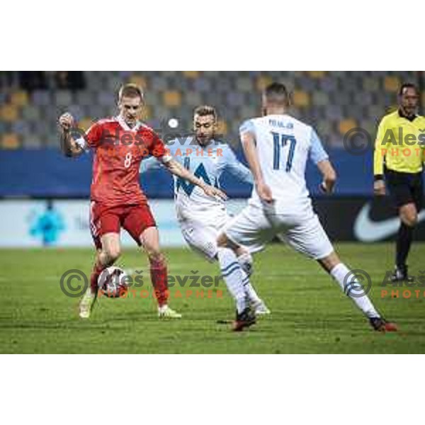 Sandi Lovric in action during World Cup 2022 qualifiers football match between Slovenia and Russia in Ljudski vrt, Maribor, Slovenia on October 11, 2021