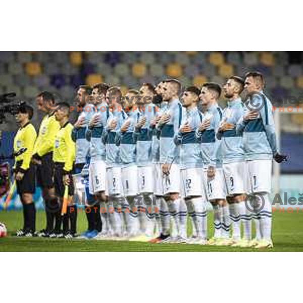 in action during World Cup 2022 qualifiers football match between Slovenia and Russia in Ljudski vrt, Maribor, Slovenia on October 11, 2021