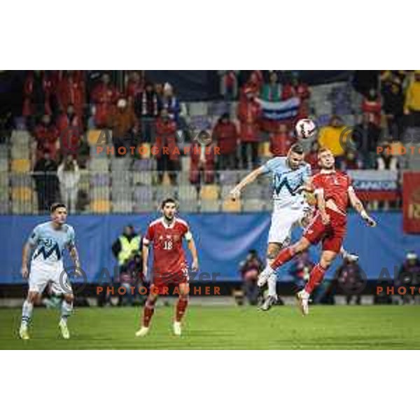 Jasmin Kurtic in action during World Cup 2022 qualifiers football match between Slovenia and Russia in Ljudski vrt, Maribor, Slovenia on October 11, 2021