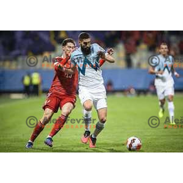 Miha Mevlja in action during World Cup 2022 qualifiers football match between Slovenia and Russia in Ljudski vrt, Maribor, Slovenia on October 11, 2021