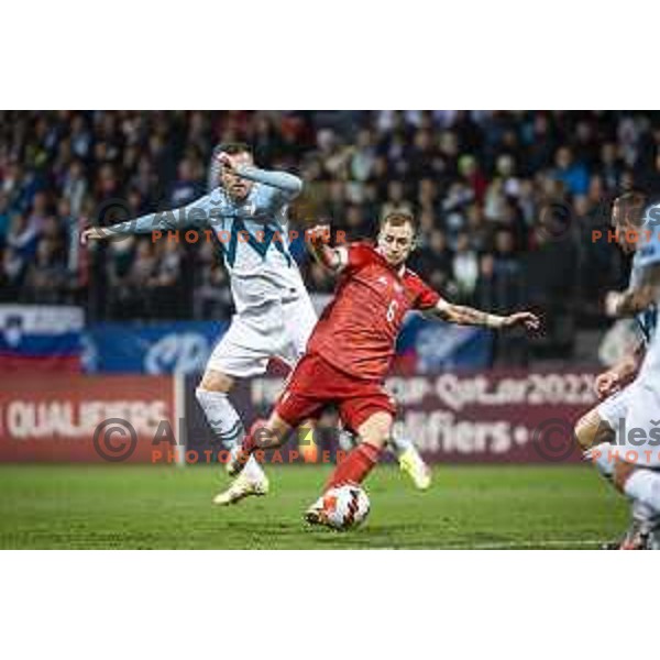 Josip Ilicic in action during World Cup 2022 qualifiers football match between Slovenia and Russia in Ljudski vrt, Maribor, Slovenia on October 11, 2021