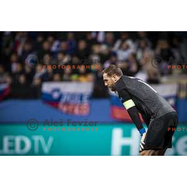 Jan Oblak in action during World Cup 2022 qualifiers football match between Slovenia and Russia in Ljudski vrt, Maribor, Slovenia on October 11, 2021