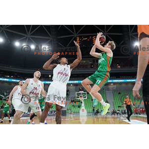 Jaka Blazic of Cedevita Olimpija in action during ABA league regular season basketball match between Cedevita Olimpija and FMP in Stozice, Arena, Ljubljana, Slovenia on October 11, 2021 