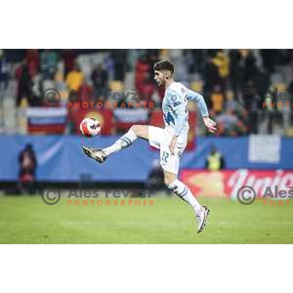 Adam Gnezda Cerin in action during World Cup 2022 qualifiers football match between Slovenia and Russia in Ljudski vrt, Maribor, Slovenia on October 11, 2021 