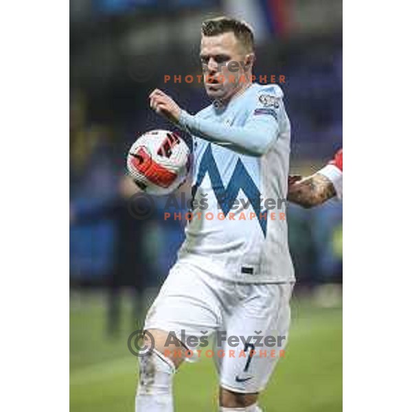Josip Ilicic in action during World Cup 2022 qualifiers football match between Slovenia and Russia in Ljudski vrt, Maribor, Slovenia on October 11, 2021