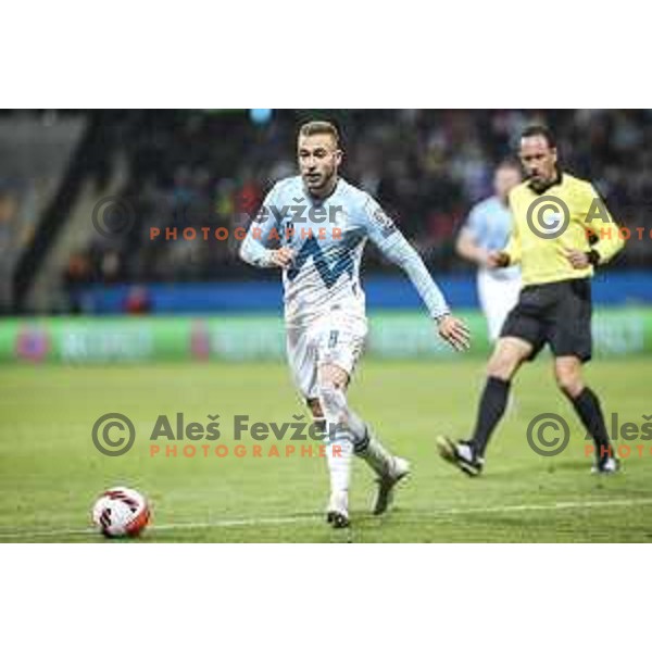 Sandi Lovric in action during World Cup 2022 qualifiers football match between Slovenia and Russia in Ljudski vrt, Maribor, Slovenia on October 11, 2021 