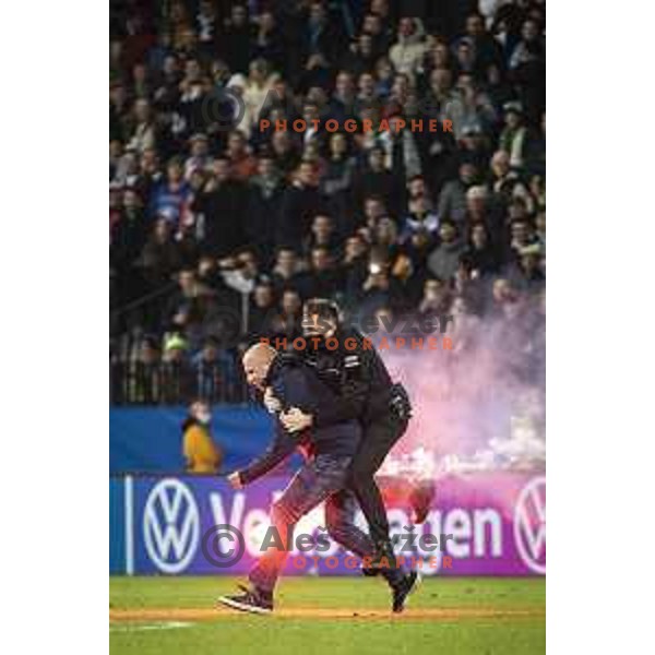 Intruder on the pitch during World Cup 2022 qualifiers football match between Slovenia and Russia in Ljudski vrt, Maribor, Slovenia on October 11, 2021 
