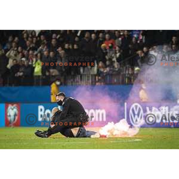Intruder on the pitch during World Cup 2022 qualifiers football match between Slovenia and Russia in Ljudski vrt, Maribor, Slovenia on October 11, 2021 