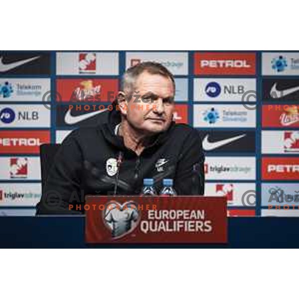 Matjaz Kek at the press conference after the World Cup 2022 qualifiers football match between Slovenia and Russia in Ljudski vrt, Maribor, Slovenia on October 11, 2021