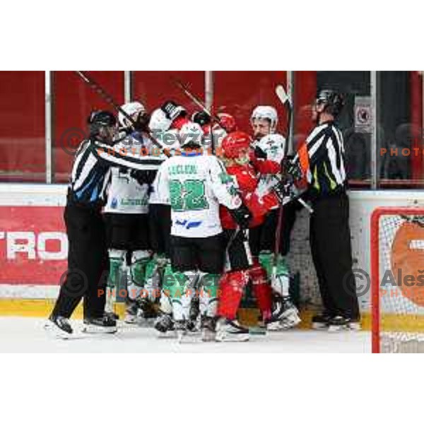 Slovenian National league ice-hockey match between HDD Sij Acroni Jesenice and SZ Olimpija at Jesenice, Slovenia on October 12, 2021