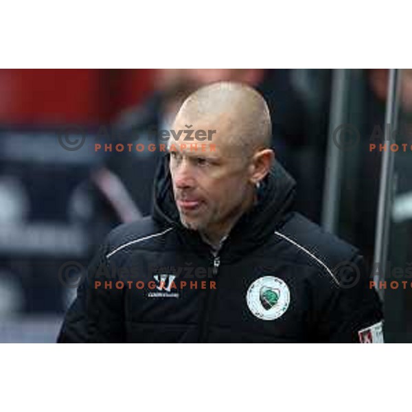 Head coach Mitja Sivic during Slovenian National league ice-hockey match between HDD Sij Acroni Jesenice and SZ Olimpija at Jesenice, Slovenia on October 12, 2021