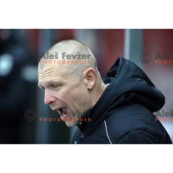 Head coach Mitja Sivic during Slovenian National league ice-hockey match between HDD Sij Acroni Jesenice and SZ Olimpija at Jesenice, Slovenia on October 12, 2021