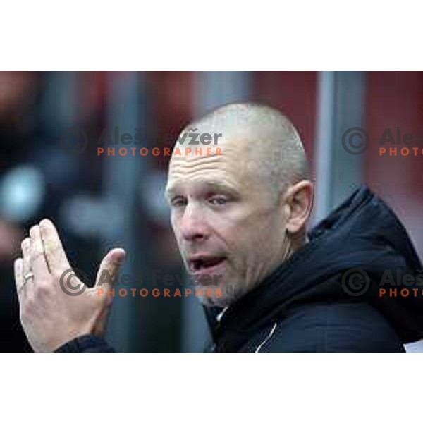 Head coach Mitja Sivic during Slovenian National league ice-hockey match between HDD Sij Acroni Jesenice and SZ Olimpija at Jesenice, Slovenia on October 12, 2021
