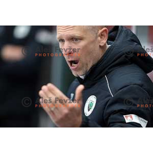 Head coach Mitja Sivic during Slovenian National league ice-hockey match between HDD Sij Acroni Jesenice and SZ Olimpija at Jesenice, Slovenia on October 12, 2021