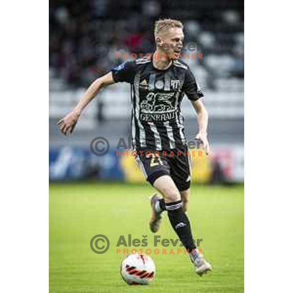 Zan Karnicnik in action during Prva liga Telemach football match between Mura and Aluminij in Fazanerija, Murska Sobota, Slovenia on October 16, 2021