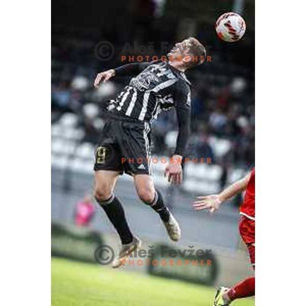 Nardin Mulahusejnovic in action during Prva liga Telemach football match between Mura and Aluminij in Fazanerija, Murska Sobota, Slovenia on October 16, 2021