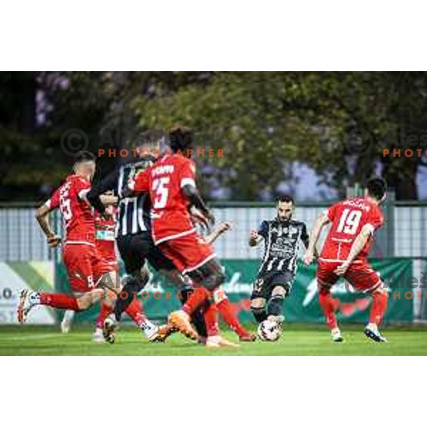 in action during Prva liga Telemach football match between Mura and Aluminij in Fazanerija, Murska Sobota, Slovenia on October 16, 2021