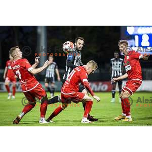 in action during Prva liga Telemach football match between Mura and Aluminij in Fazanerija, Murska Sobota, Slovenia on October 16, 2021