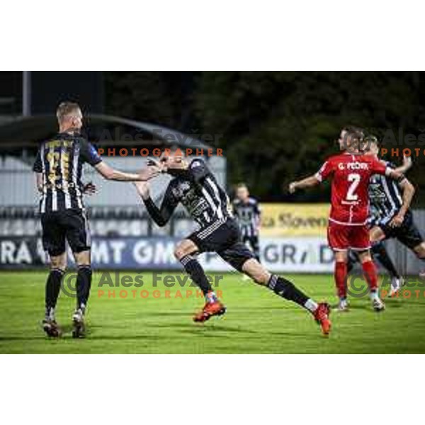 Jan Gorenc celebrating during Prva liga Telemach football match between Mura and Aluminij in Fazanerija, Murska Sobota, Slovenia on October 16, 2021