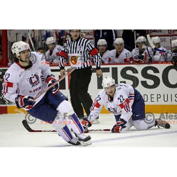 David (12) and his brother Marcel Rodman (22) of Slovenia at IIHF World championship 2008 preliminary round group B, played in Halifax, Nova Scotia, Canada May 2nd 2008. Canada beat Slovenia 5:1. Photo by Ales Fevzer 