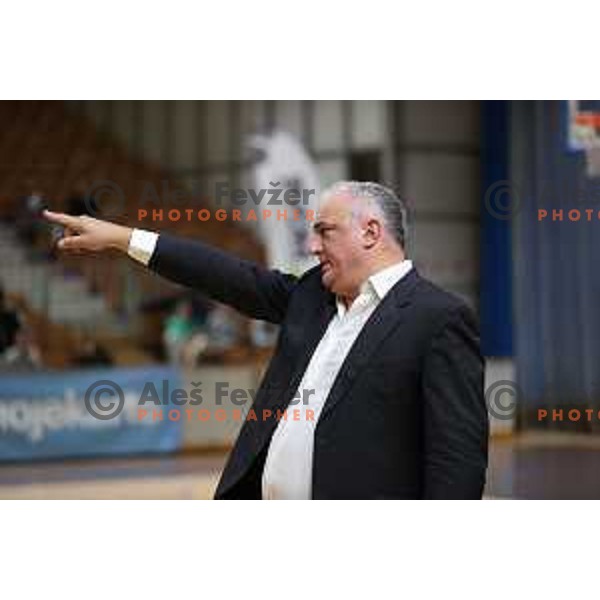 in action during Nova KBM league basketball match between Nutrispoint Ilirija and Sentjur in Tivoli Hall, Ljubljana, Slovenia on October 18, 2021