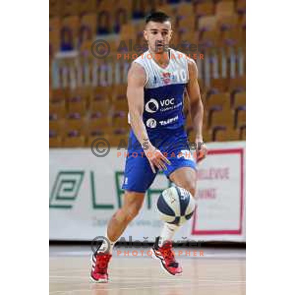 in action during Nova KBM league basketball match between Nutrispoint Ilirija and Sentjur in Tivoli Hall, Ljubljana, Slovenia on October 18, 2021