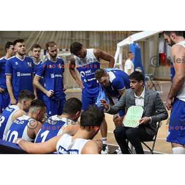 in action during Nova KBM league basketball match between Nutrispoint Ilirija and Sentjur in Tivoli Hall, Ljubljana, Slovenia on October 18, 2021