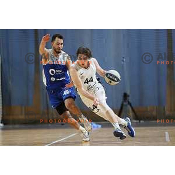 in action during Nova KBM league basketball match between Nutrispoint Ilirija and Sentjur in Tivoli Hall, Ljubljana, Slovenia on October 18, 2021
