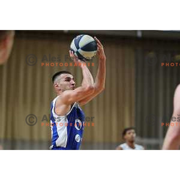 in action during Nova KBM league basketball match between Nutrispoint Ilirija and Sentjur in Tivoli Hall, Ljubljana, Slovenia on October 18, 2021