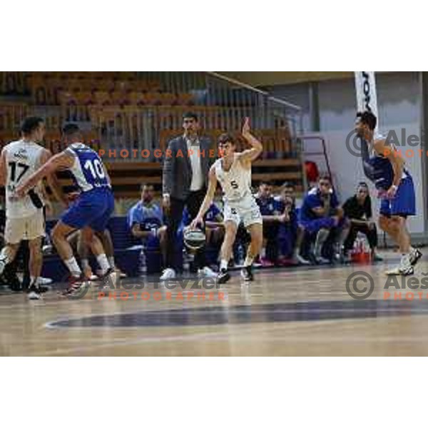 in action during Nova KBM league basketball match between Nutrispoint Ilirija and Sentjur in Tivoli Hall, Ljubljana, Slovenia on October 18, 2021
